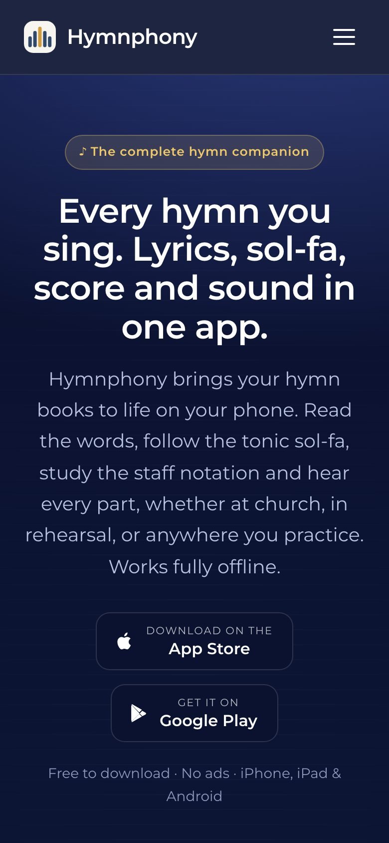 Hymnphony on a phone
